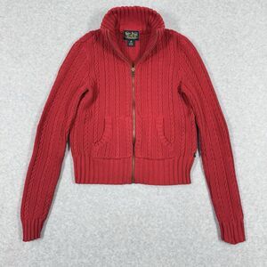 Vintage Polo Jeans Ralph Lauren Sweater Women Small 90s Cable Knit Full Zip Crop